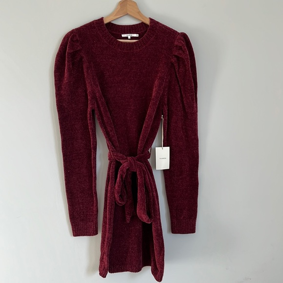 Tularosa Dresses & Skirts - NWT Tularosa Maroon Sweater Dress with Tie Waist Size Large